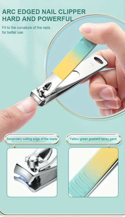 Eighteen-Piece Manicure and Pedicure Kit with Gradient Case, Clippers, Scissors, Files and Pushers
