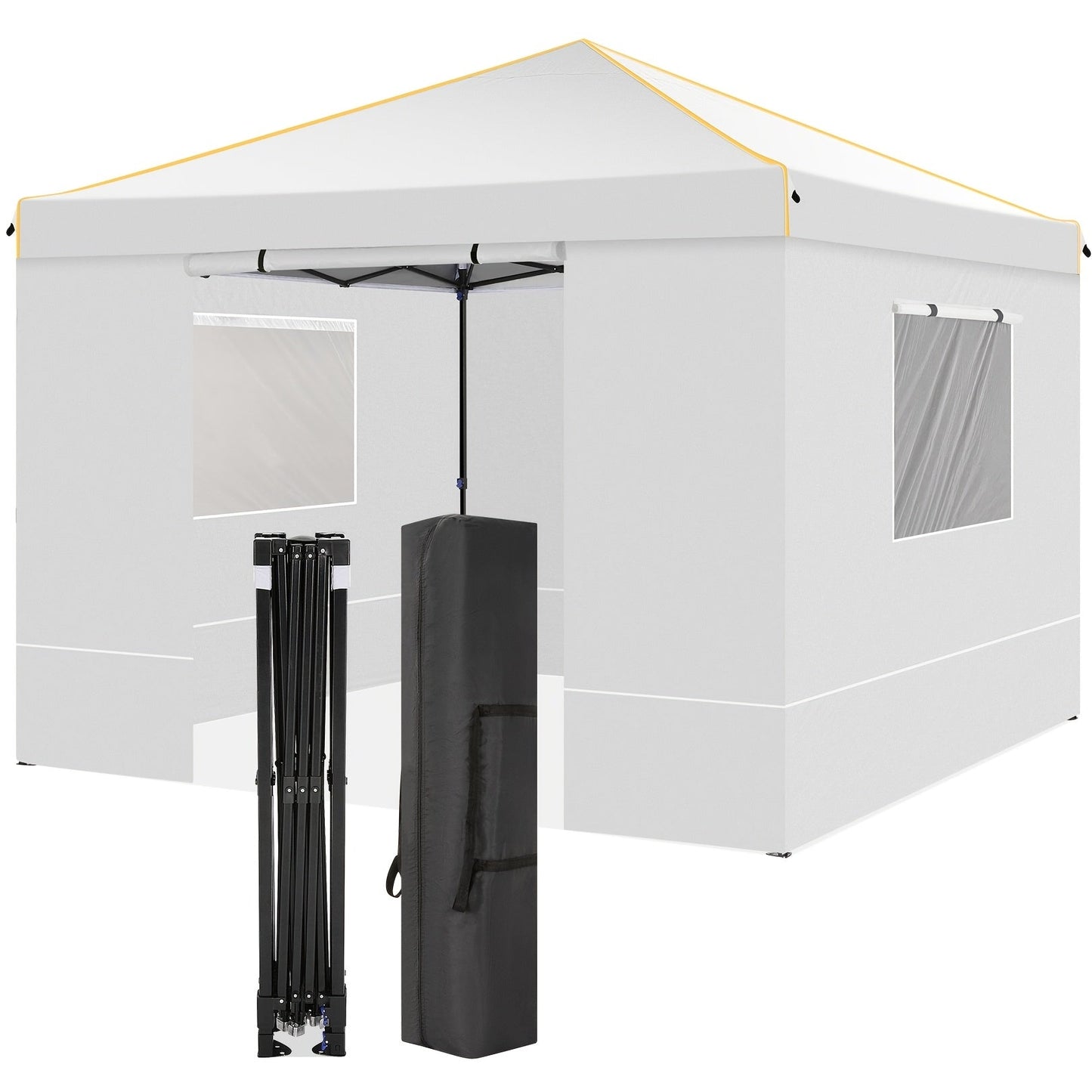 10x10ft Pop-Up Canopy Tent with Four Removable Sidewalls, Mesh Windows and Five Color Options