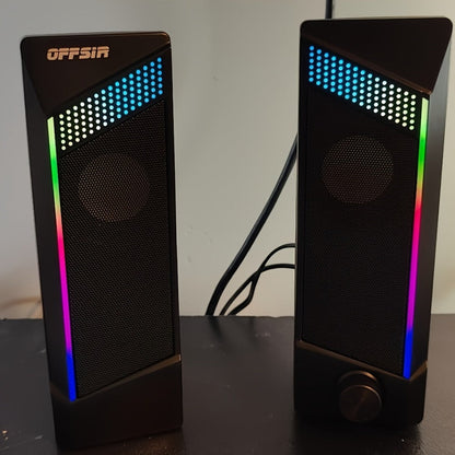 2-in-1 RGB Gaming Computer Speakers Wired, PC Desktop Laptop Soundbar with Subwoofer, Volume Control