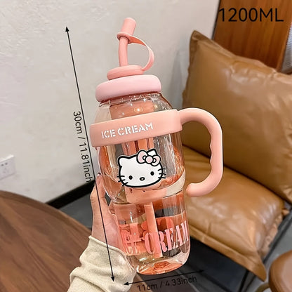 PPSU Straw Water Bottle with Hello Kitty Design – BPA-Free, Large Capacity, Drop-Resistant & Leak-Proof, Easy-Carry Handle
