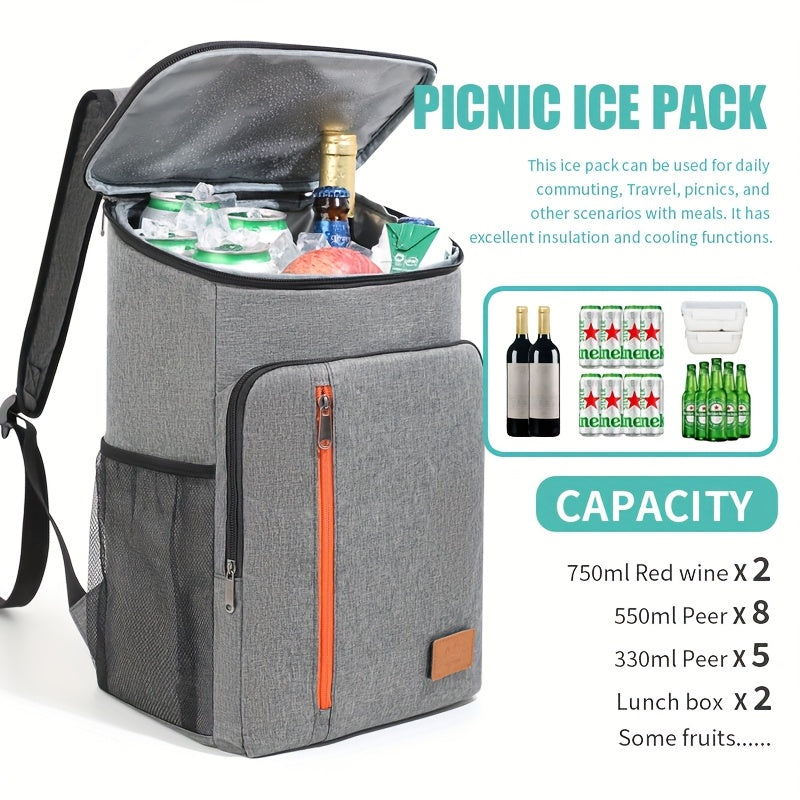 Insulated Cooler Backpack 30+ Can Capacity – Leakproof Shoulder Bag for BBQ, Lunch, Camping & Outdoor Travel, Works with Ice Packs