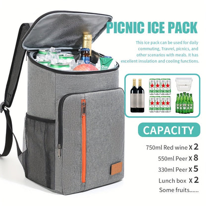 Insulated Cooler Backpack 30+ Can Capacity – Leakproof Shoulder Bag for BBQ, Lunch, Camping & Outdoor Travel, Works with Ice Packs