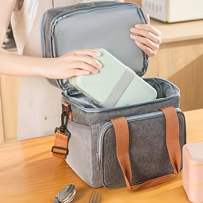 Insulated Lunch Bag with Shoulder Strap – Double Layer Leakproof Cooler Tote for Women Men Work Office School Picnic Beach Outdoor