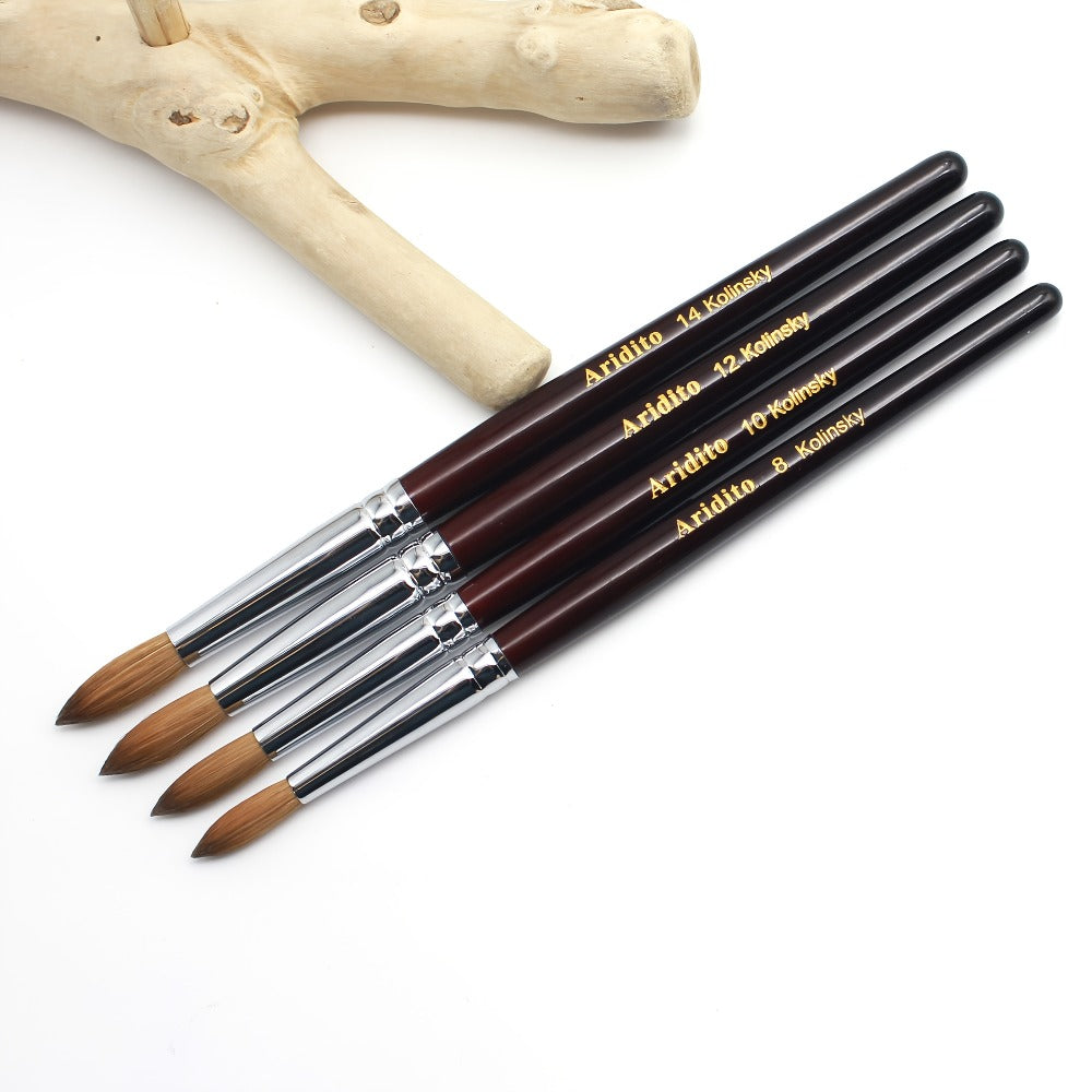 Kolinsky Acrylic Nail Brush Round Head Red Wine Wooden Handle – Professional Brush for Acrylic Extension Nail Art Sculpting & Manicure