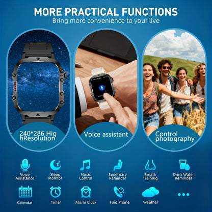 Smartwatch Brown Black Large Screen – Wireless Calling & SMS, Fitness Tracker, Remote Camera Control, USB Rechargeable – Unisex