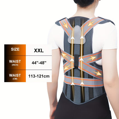 Full-Back Posture Brace with Dual Elastic Straps, Support Panels and S–XXL Size Options for Daily Wear