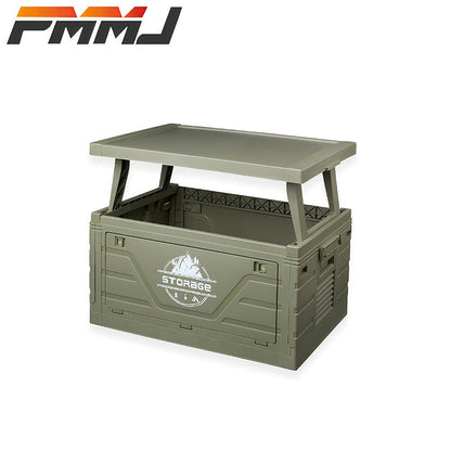 Army-Green Outdoor Storage Box with Flat Cover, Lift-Up Desktop or Front-Access Box Lid Options