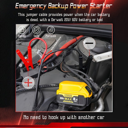 Jump Starter Cable Adapter for DeWalt 18V 20V DCB Battery Portable Car Battery Jump Start Connector ABS Housing