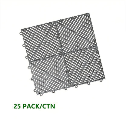Garage Floor Tiles 25Pcs – Interlocking Plastic Mesh Spliced Floor Mats for Car Wash Auto Detailing Garage Flooring, 5 Colors