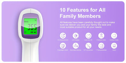 Non-Contact Forehead Thermometer Digital Infrared, 1-Second Instant Reading, Fever Alarm, 3-in-1 Forehead & Object Mode
