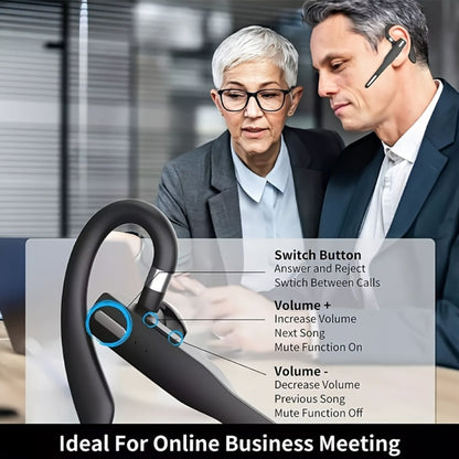 Single Ear Bluetooth Business Earbud with Microphone Call Time 15-Day Standby Rotating for Bedside Audio, Alarms and Room Entertainment