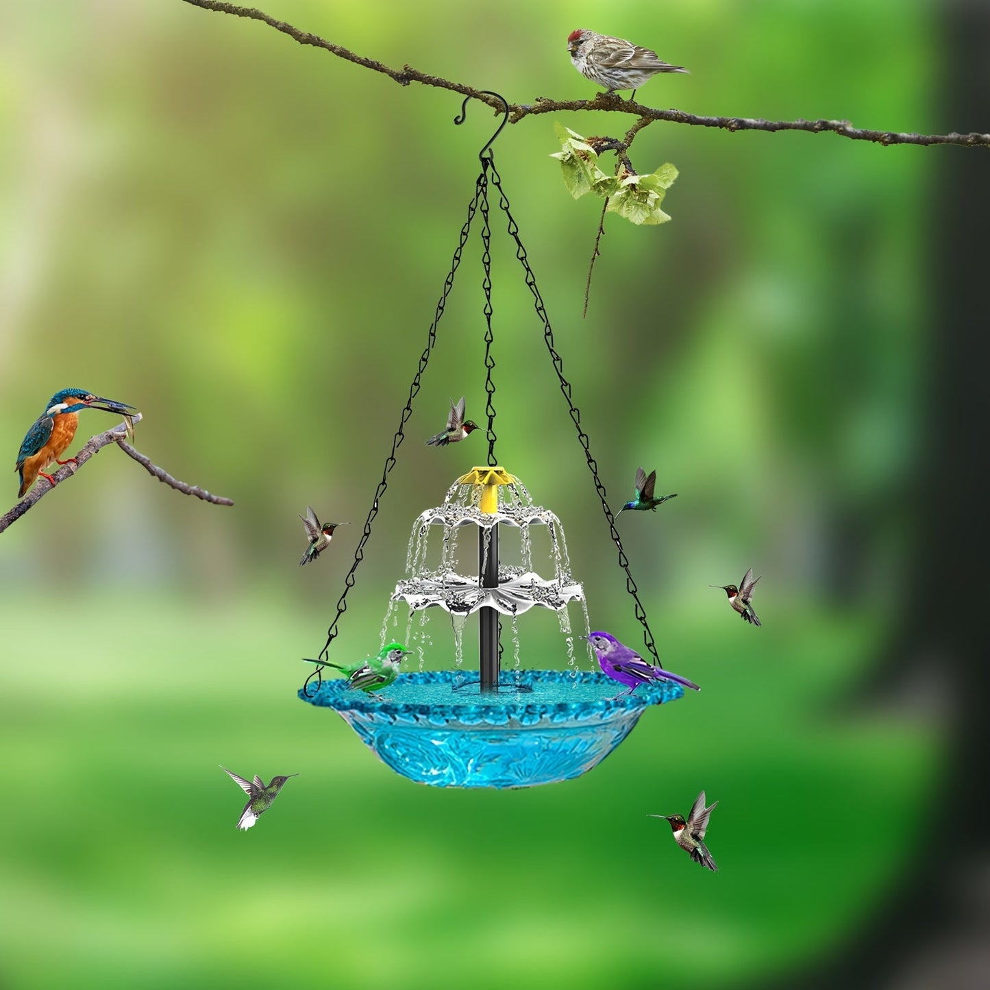 Solar Bird Bath Fountain 3-Tier with Pump for Garden, Patio and Yard Use, with the Listed Configuration
