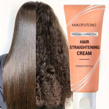 Frizz Control Hair Straightening Cream with Protein 100ml 3.38oz, Deep Smoothing Treatment, Strengthens & Softens