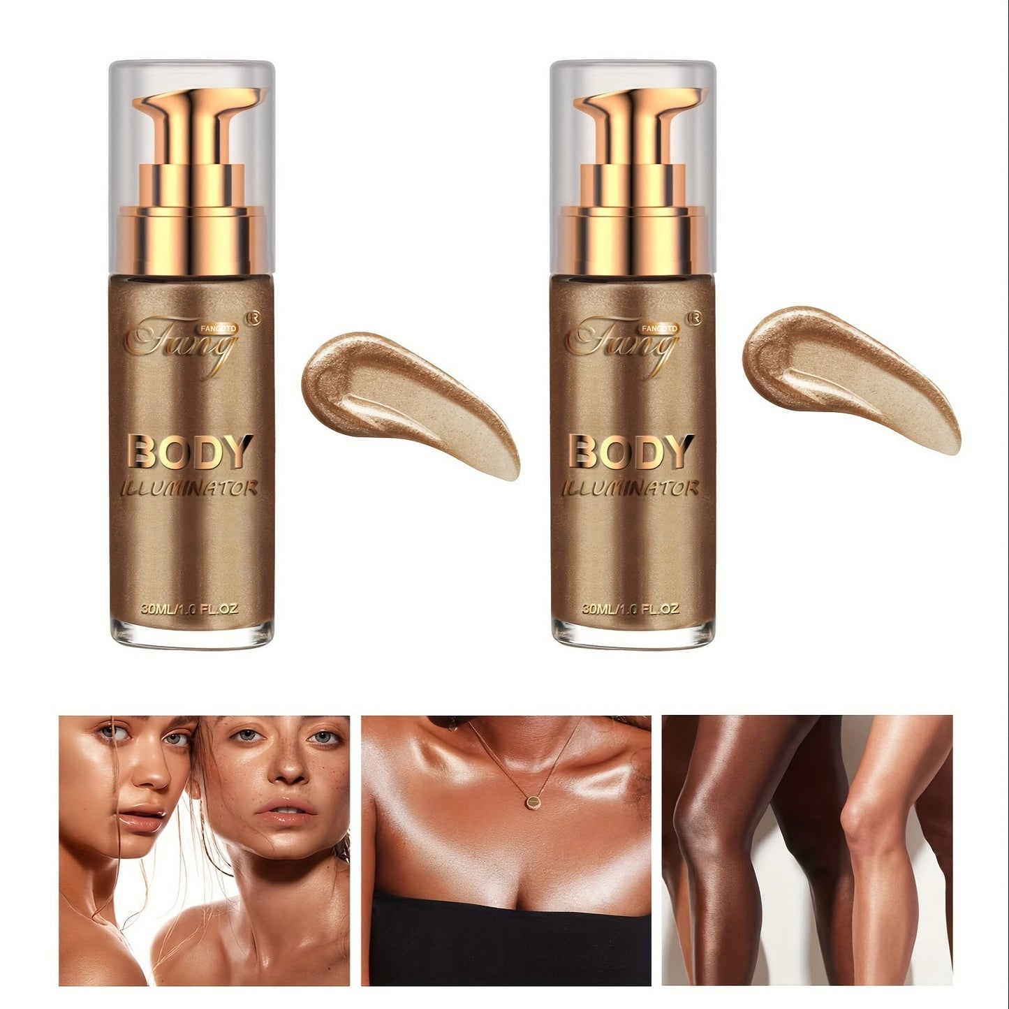 Liquid Luminizer Set of 2 Shimmer Highlighter for Face and Body Glow – All-in-One, for Makeup, Travel and Everyday Vanity Use