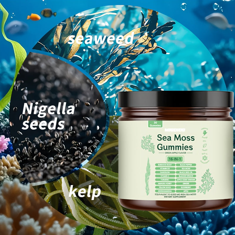 Sea Moss Gummies with Turmeric, Ashwagandha & Black Seed Oil, Immune Support for Bath Time, Home Spa and Personal Care