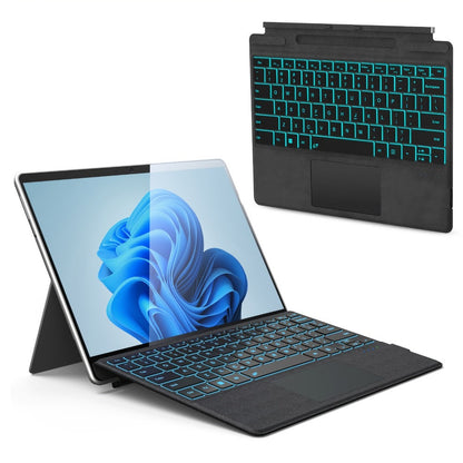 Surface Pro Keyboard with 7-Color Backlit Touchpad Ultra-Slim Bluetooth Wireless 15M Rechargeable 750mAh Type Cover for Microsoft Surface