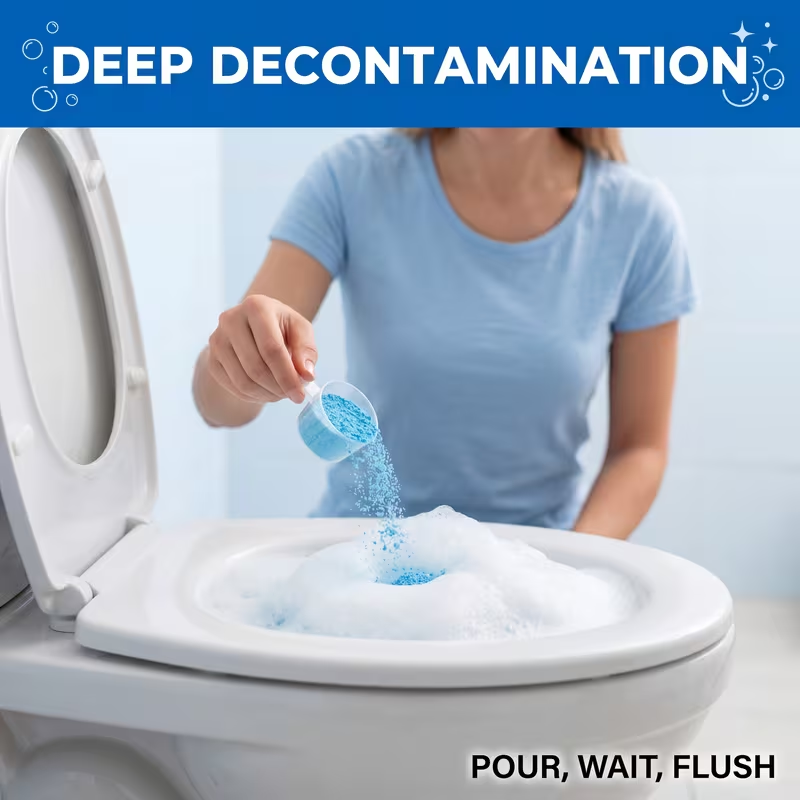 Toilet Cleaning Powder with Foam, Odor Removal, Stain Dissolving & Pipe Unclogging Bathroom Cleaner