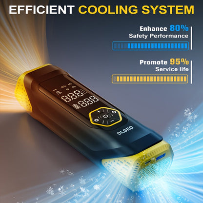 OLGEO M9 180 PSI Cordless Tire Inflator with 8000mAh Battery, Digital Gauge, LED Light and Nozzle Set