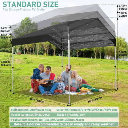 Center-Lock 10x10ft Pop-Up Canopy Tent with Three Height Settings and Optional Three-Sidewall Packages