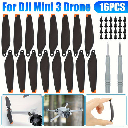 DJI Mini 3 Replacement Propellers 16pcs, Low-Noise Quick-Release Drone Blades Upgrade Kit with Screws & Screwdrivers