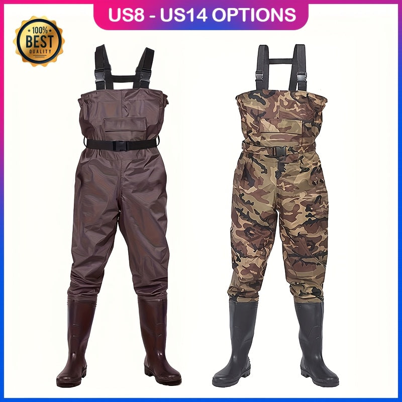 Fishing Waders with Boots for Men & Women – 3-Ply Nylon Lightweight Breathable Wading Pants with PVC Lining, Anti-Slip Sole & Pockets