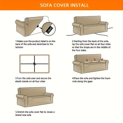 Seersucker Sofa Slipcover Elastic Band Closure Pet-Friendly All-Purpose Sofa Cover for Living Room Home Decor Protection