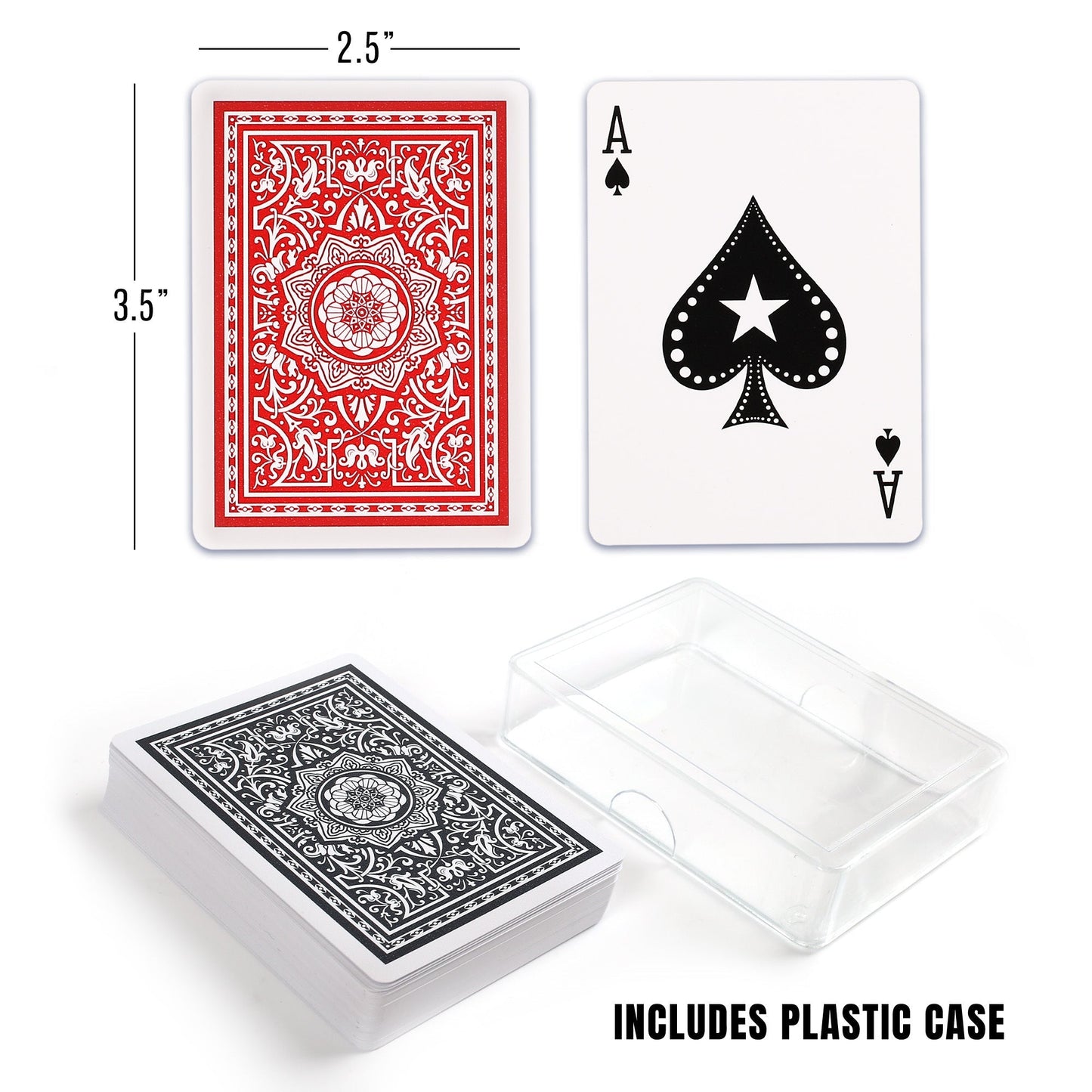 Waterproof Plastic Playing Cards – 2 Decks Poker Size Standard Index Cards with Cases, Washable Tear-Resistant PVC Game Cards for Poker