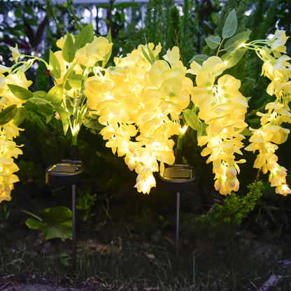 Solar Garden Lights 52-LED Wisteria Flower Stake with Two Modes and Six Color Options for Patio