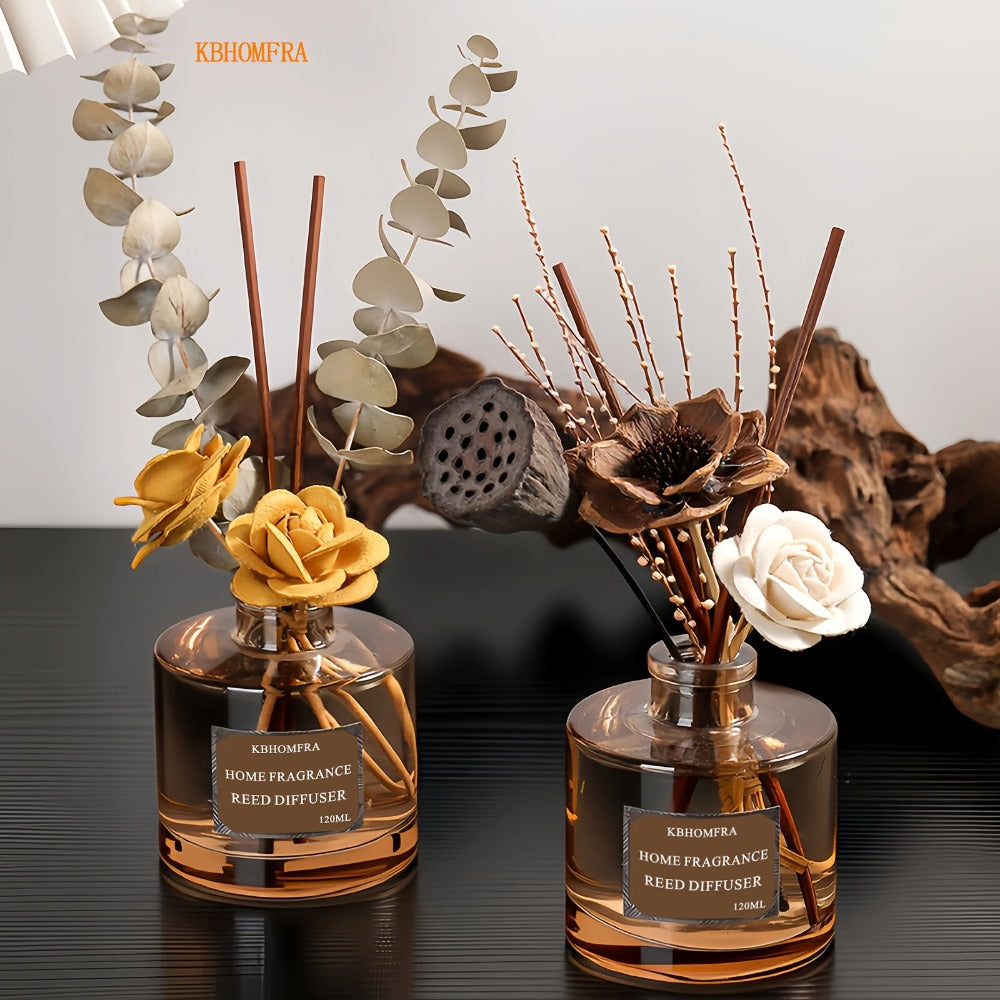 Reed Diffuser Set with Dried Flowers, Jasmine, Cedar, Sandalwood & Gardenia Scents, 120ml 90-Day Home Fragrance