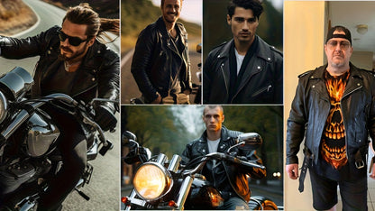 Motorcycle Leather Jacket Men – Heavy Duty Cowhide, Classic Black, Multiple Pockets, Adjustable Laces, Sizes S–XXXXL