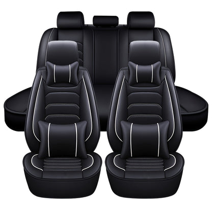 Car Seat Covers 5-Seat Faux Leather Set with Foam Padding and Optional Matching Pillow Pieces
