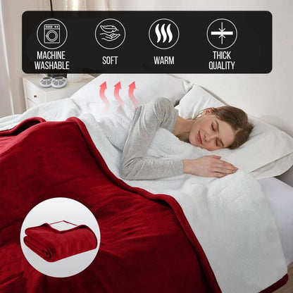 480GSM Sherpa Fleece Blanket, Double-Sided Heavy Throw for Couch, Bed & Travel, Reversible All Season