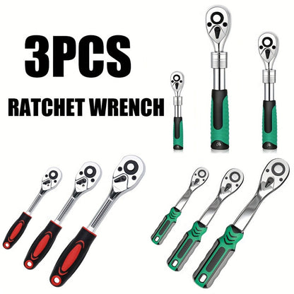 Three-Piece Ratchet Handle Set with 1/4, 3/8 and 1/2-Inch Drives, 72- or 24-Tooth Options Pictured