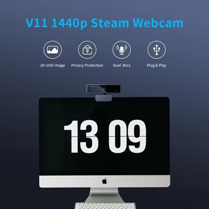 2K Webcam with Dual Microphone for PC Laptop, Nuroum V11 1440P HD USB Conference Camera, 360° Rotatable