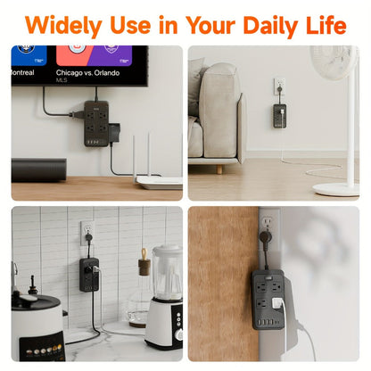 Power Strip Outlet Extender Surge Protector 8 AC Outlets 6 USB Charging Ports 4 USB-A 2 USB-C for an Everyday Personal Care Routine