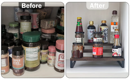 Expandable Spice Rack Organizer 3-Tier 2-Pack, Adjustable 13.8" to 26" Display Riser Stand for Kitchen Cabinet