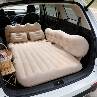 Inflatable Car Bed Plush Folding Design with Storage Bag & Tool Kit Soft Skin-Friendly Comfortable Outdoor Car Air Mattress for Camping