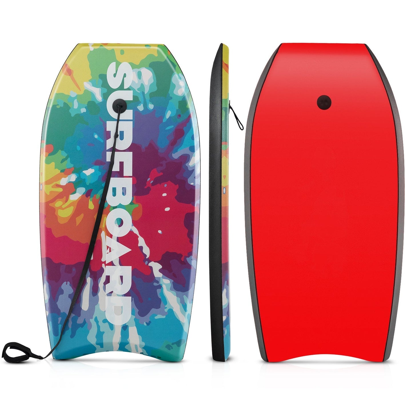 Multicolor 41-Inch Bodyboard with XPE Deck, EPS Core, HDPE Bottom, Crescent Tail and Wrist Leash