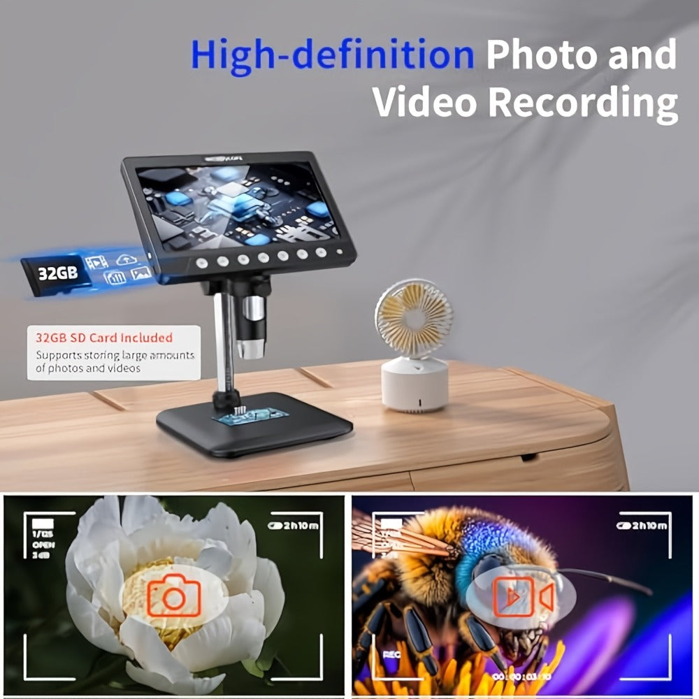 1200X Digital Microscope 7-Inch IPS Screen, WINWEND USB Coin & Soldering Microscope with 8 Adjustable LED Lights