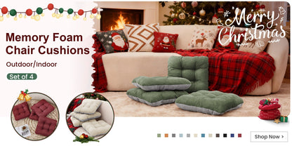 Memory Foam Chair Cushions Set of 4 – Kitchen Chair Pads with Non-Slip Backing & Ties, 500GSM Thick Seat Cushions for Dining Chairs Indoor