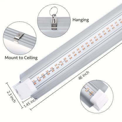 T8 Grow Light Strips 4ft 6-Pack Full Spectrum 270W, Pink White Spectrum LED 1620W Equivalent
