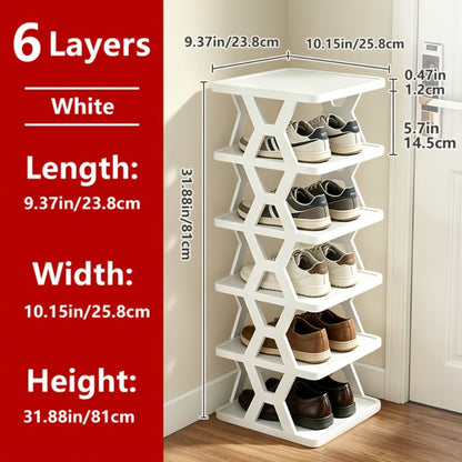 Narrow X-Frame Shoe Rack in Black or White with Six- or Nine-Layer Checkout Configurations