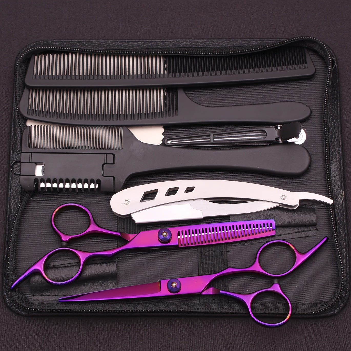 Hair Cutting Scissors Set – Japan Stainless Steel Barber Shears with Thinning Scissors & Razor Comb, Professional Salon Kit for Women Men