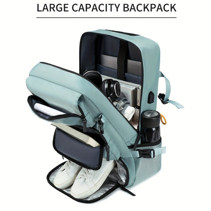 Laptop Backpack with Shoe Compartment, USB Port and Large Travel Storage in Eight Colors for Daily Use