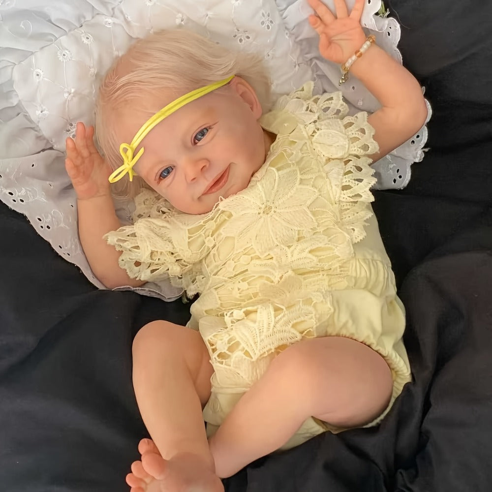 Reborn Doll Sebastian 19-Inch Soft Vinyl Figure with Hand-Rooted Blonde Hair, Open Eyes and Accessory Set