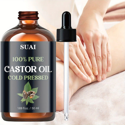 Castor Oil 100% Pure Cold Pressed 1.69oz – Hypoallergenic Multi-Use Oil for Hair Growth Eyebrow Eyelash Thickening Skin Moisturizing Nail