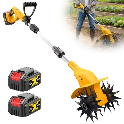 Electric Tiller Cultivator Cordless 20V Battery Powered - 8.6 Inch Tilling Width, Adjustable Handle