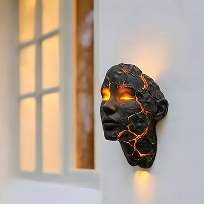 3D Wall Lamp Shattered LED Night Light Broken Face Moving Effect, Gothic Plug-In Wall Decor Light for Bedroom