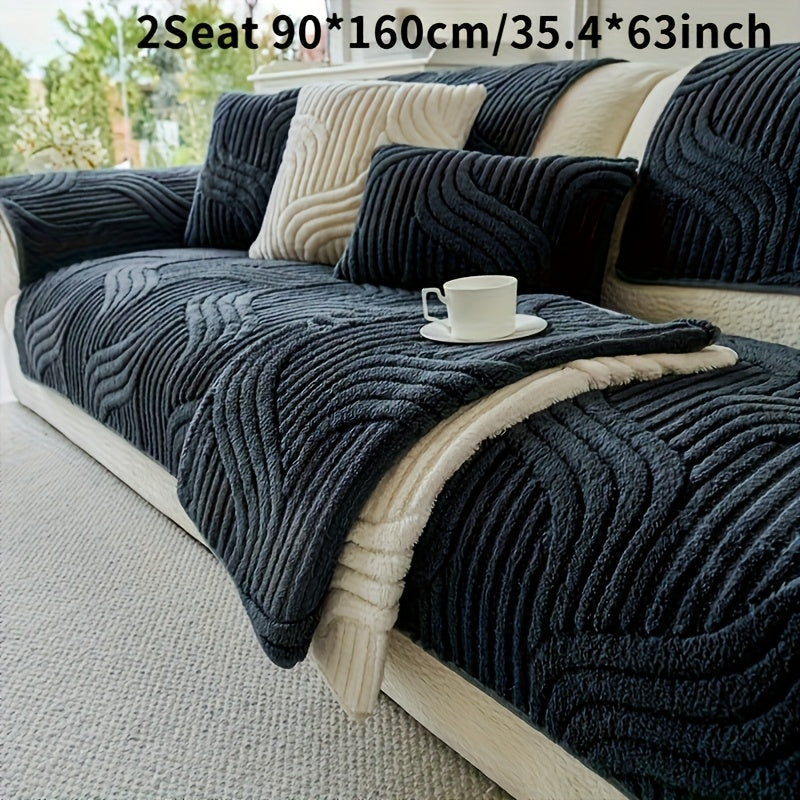 Sofa Cover Shu Velveteen Vintage-Style Panels with Textured Finish for 2 to Large 4-Seater Sofas