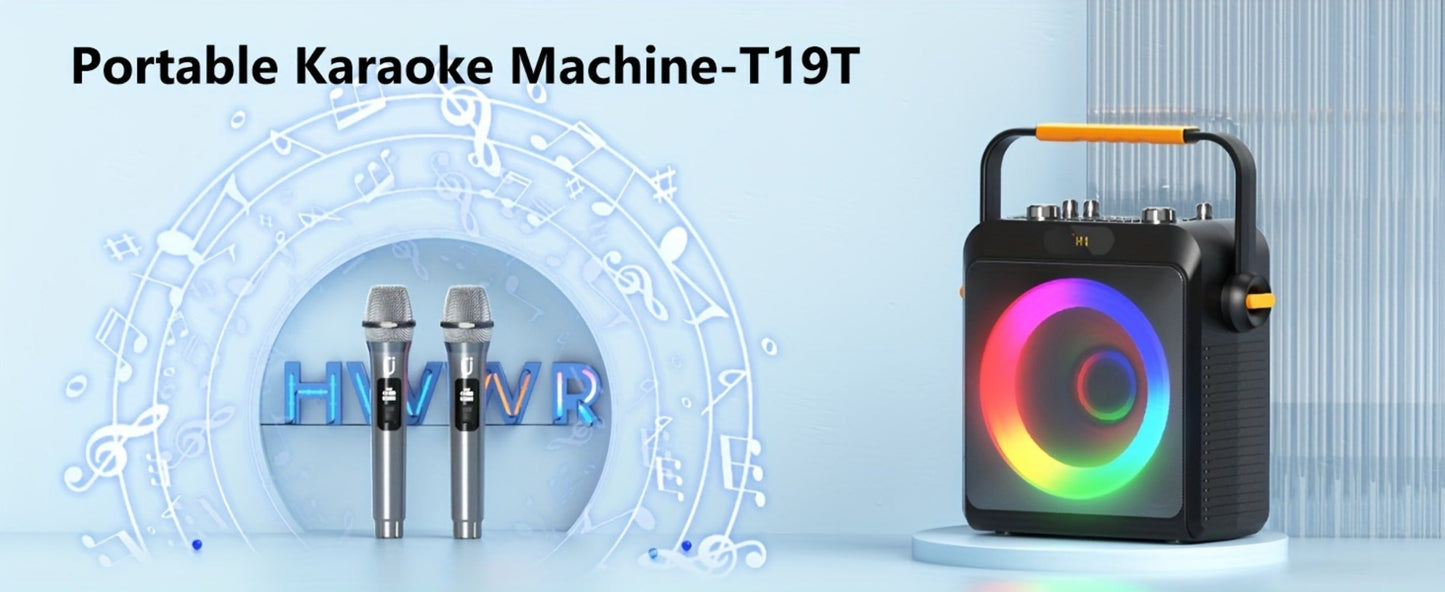 JYX T19-T Karaoke Machine for Adults with 2 Microphones & RGB Light Show – Wireless Bluetooth Speaker